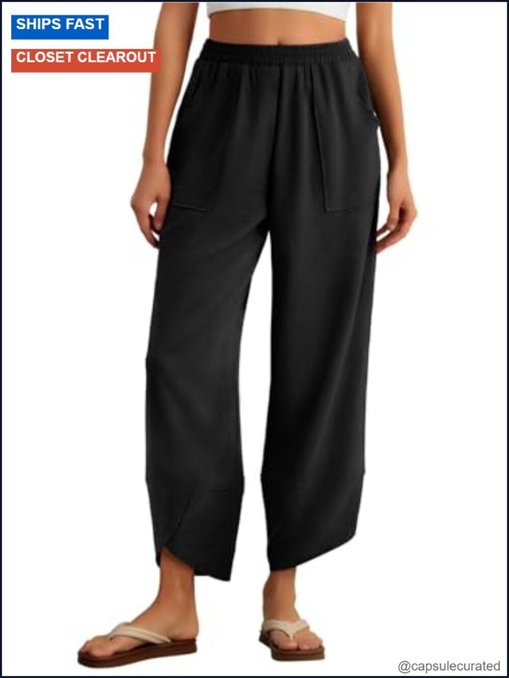 Baggy Wide Leg Palazzo Harem Pants Elastic Waist High Rise Casual Trousers